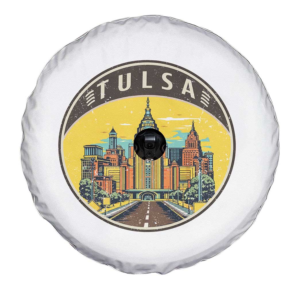 Vintage Tulsa Oklahoma Cityscape Pride Spare Tire Cover
