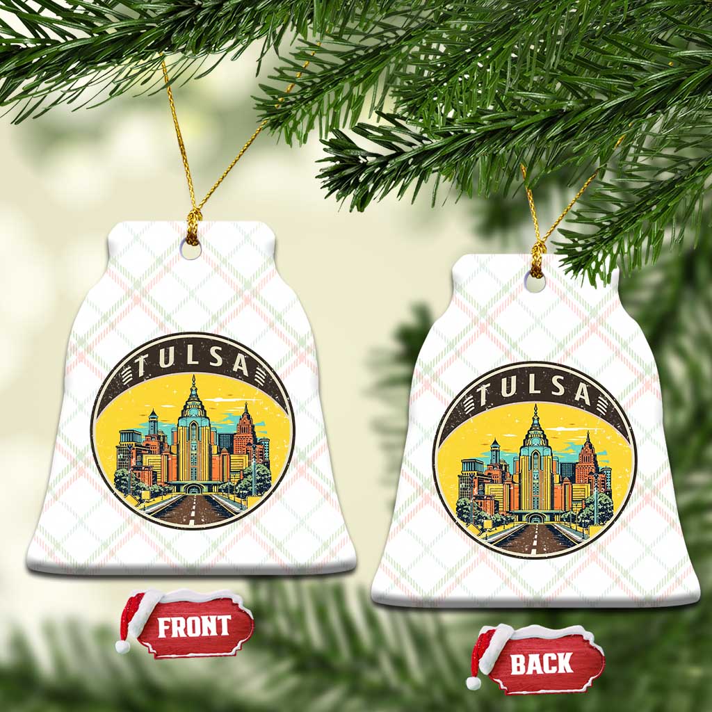 Vintage Tulsa Oklahoma Cityscape Pride Ceramic Ornament