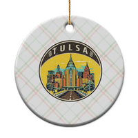 Vintage Tulsa Oklahoma Cityscape Pride Ceramic Ornament