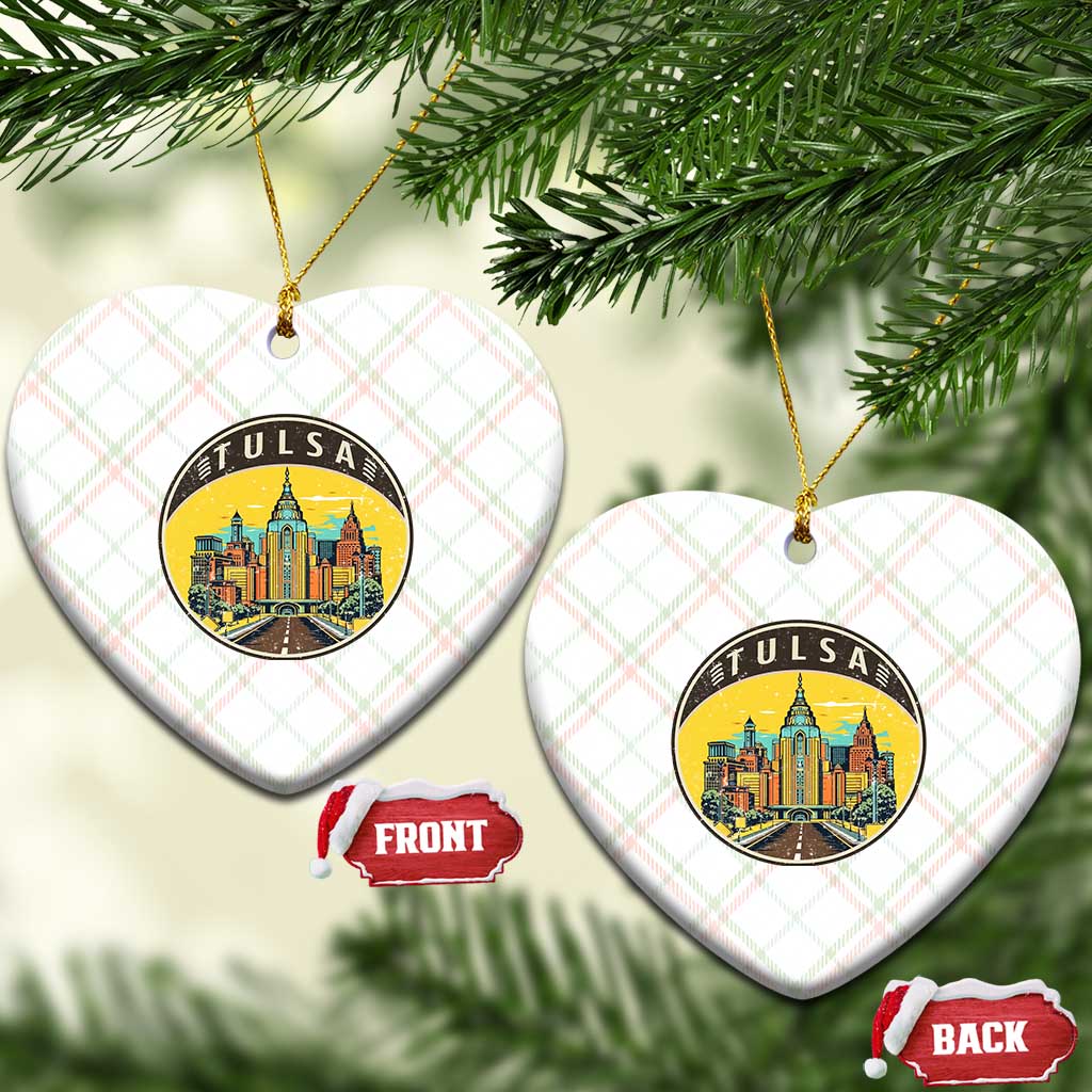 Vintage Tulsa Oklahoma Cityscape Pride Ceramic Ornament