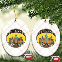 Vintage Tulsa Oklahoma Cityscape Pride Ceramic Ornament