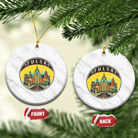 Vintage Tulsa Oklahoma Cityscape Pride Ceramic Ornament