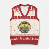 Vintage Tulsa Oklahoma Cityscape Pride V-Neck Knit Sweater Vest