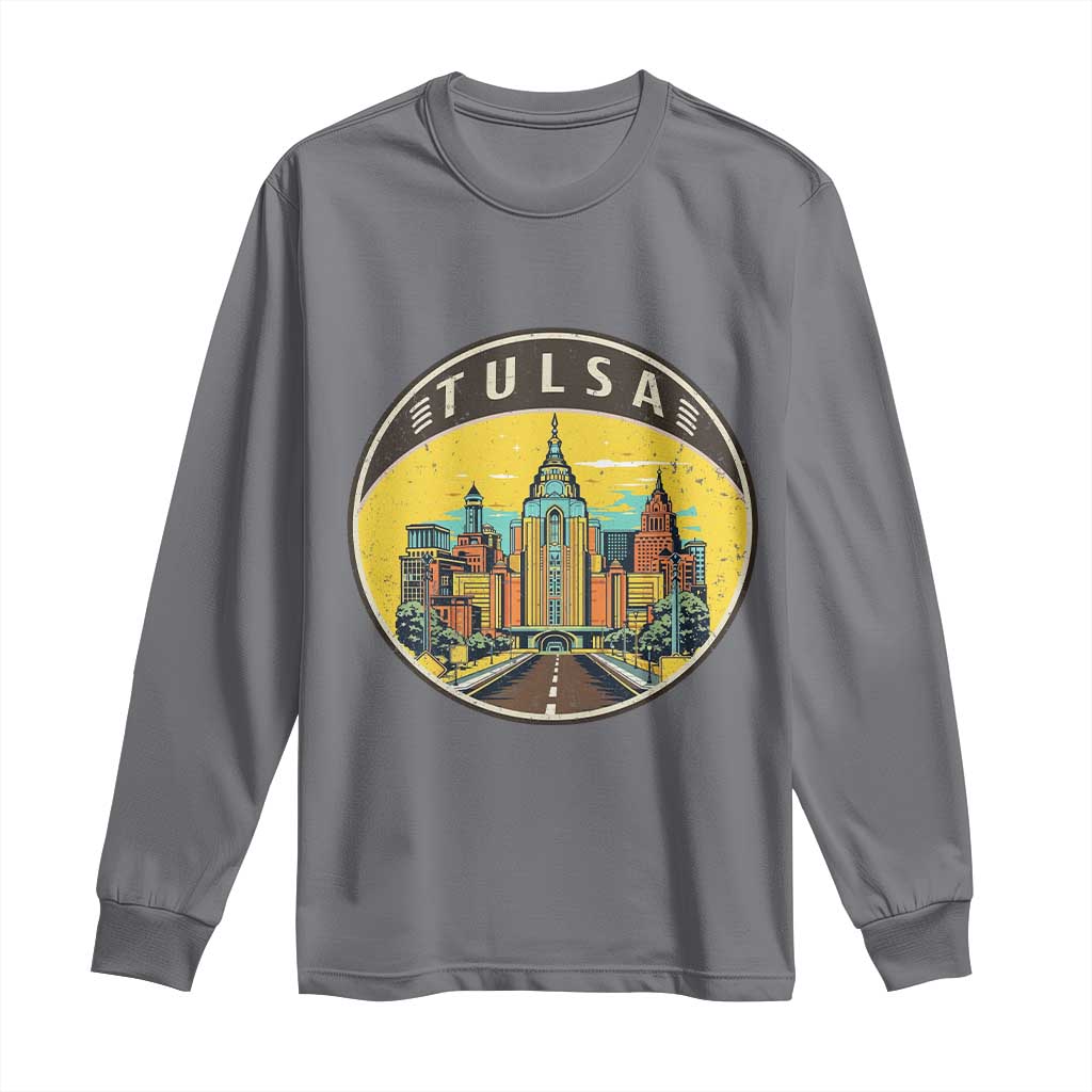 Vintage Tulsa Oklahoma Cityscape Pride Long Sleeve Shirt
