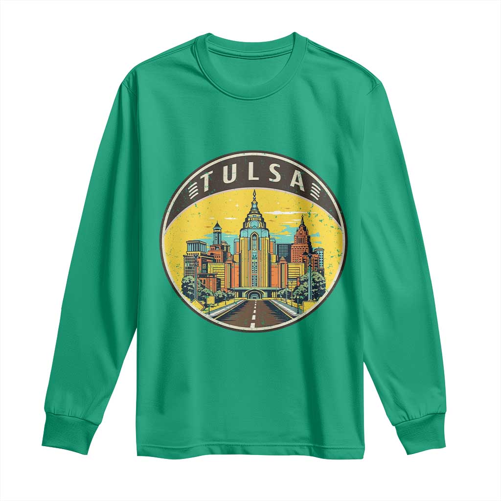 Vintage Tulsa Oklahoma Cityscape Pride Long Sleeve Shirt