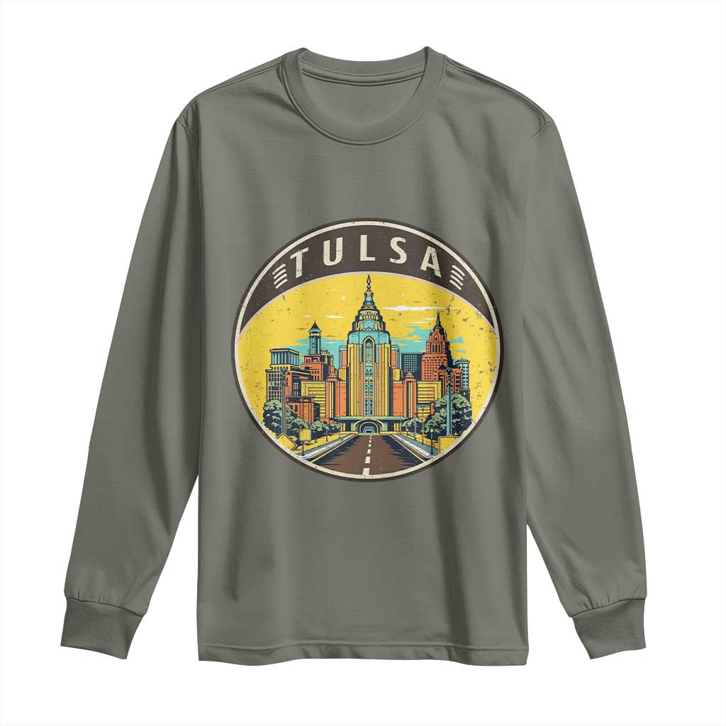 Vintage Tulsa Oklahoma Cityscape Pride Long Sleeve Shirt