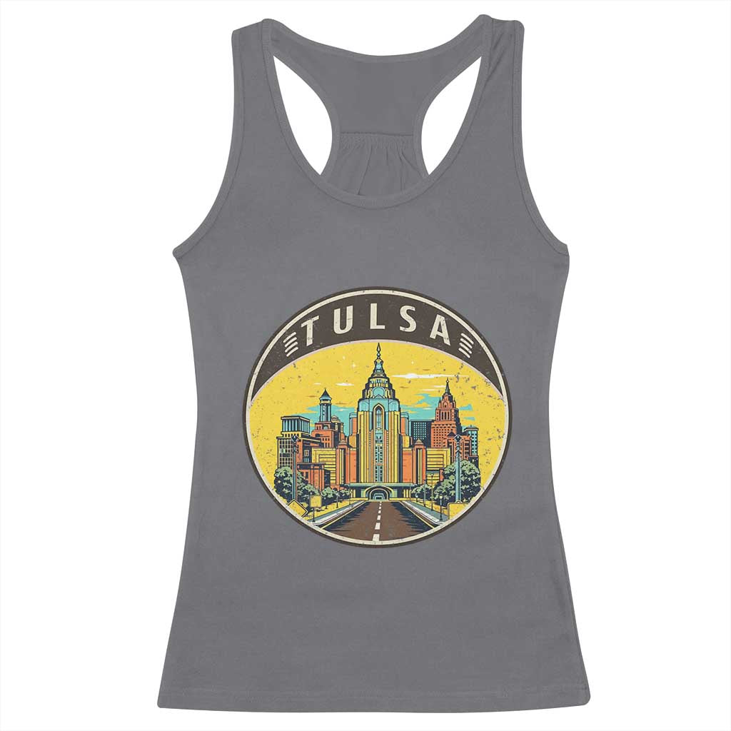 Vintage Tulsa Oklahoma Cityscape Pride Racerback Tank Top