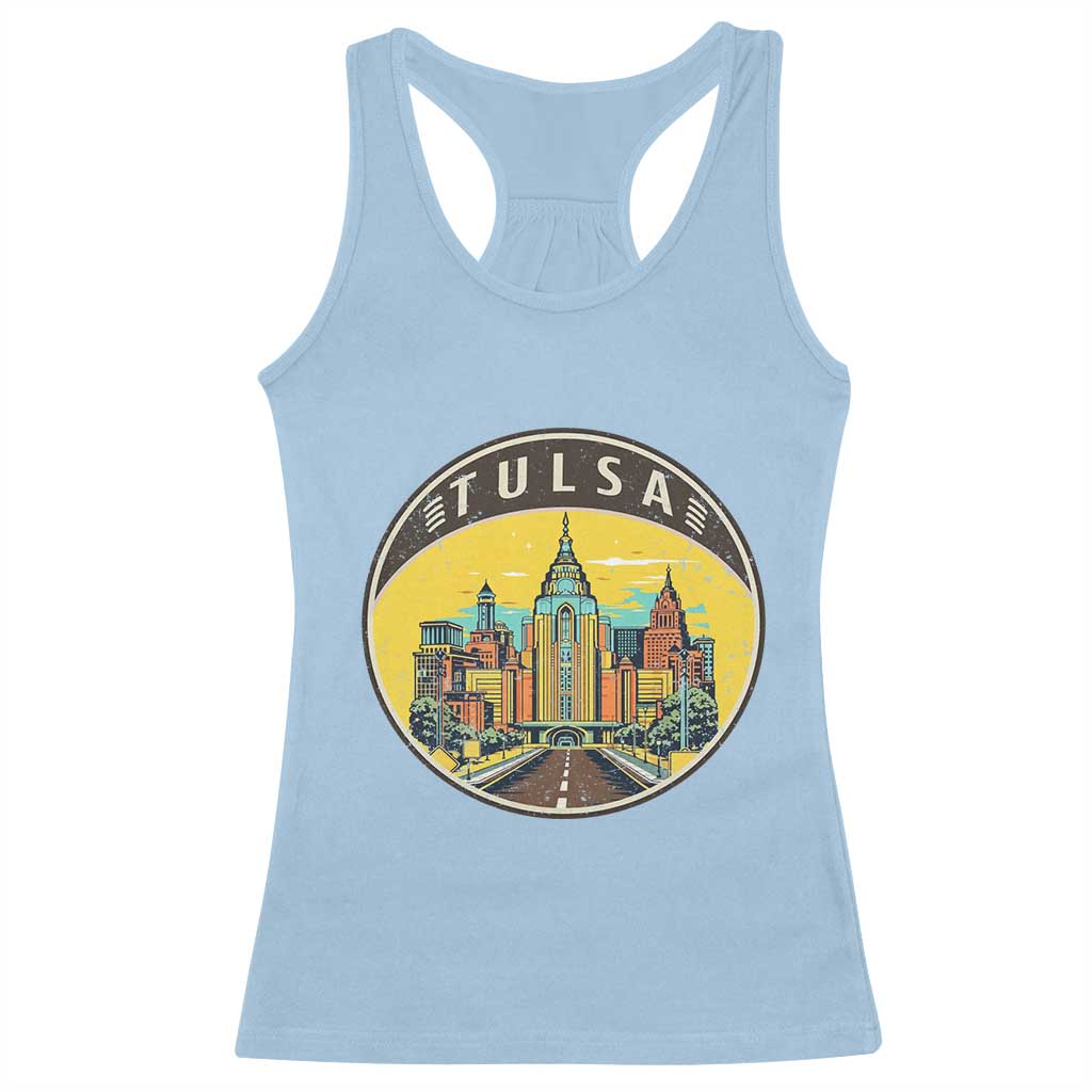 Vintage Tulsa Oklahoma Cityscape Pride Racerback Tank Top