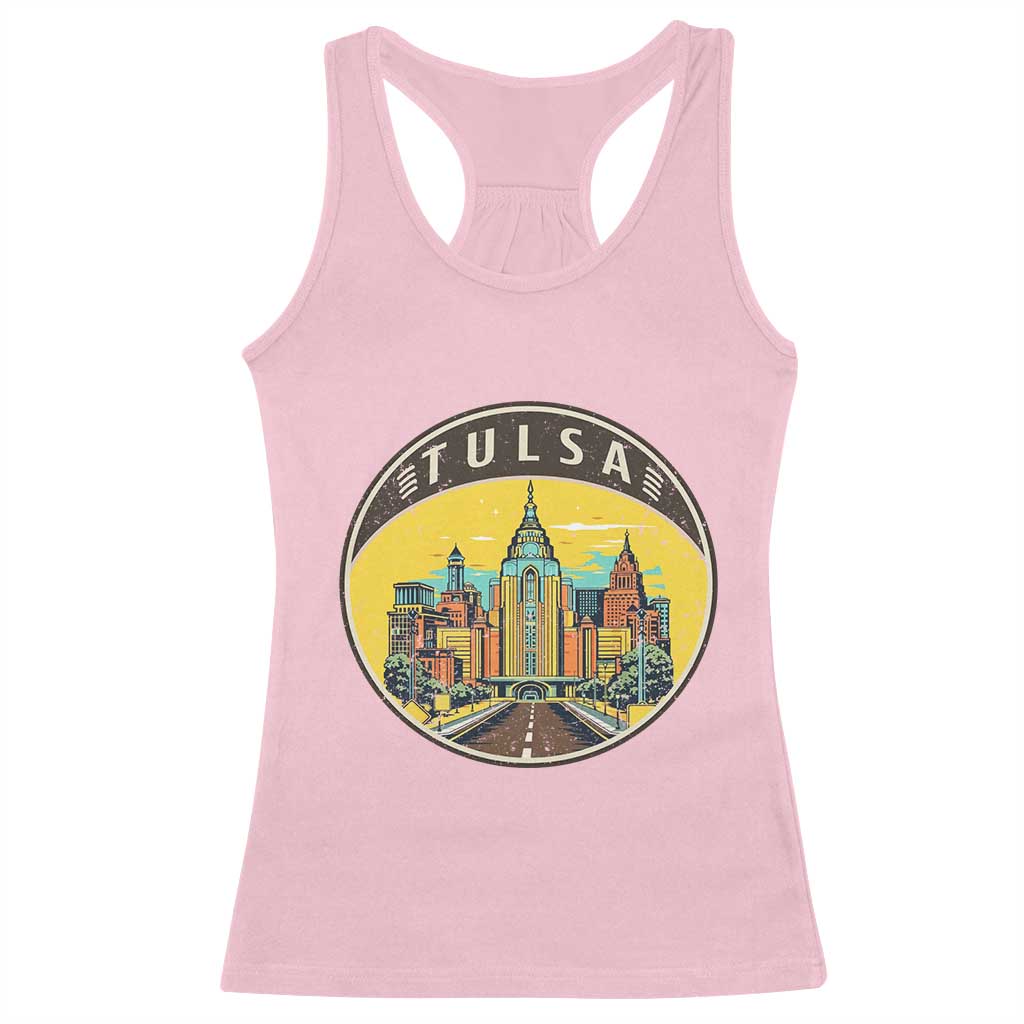 Vintage Tulsa Oklahoma Cityscape Pride Racerback Tank Top