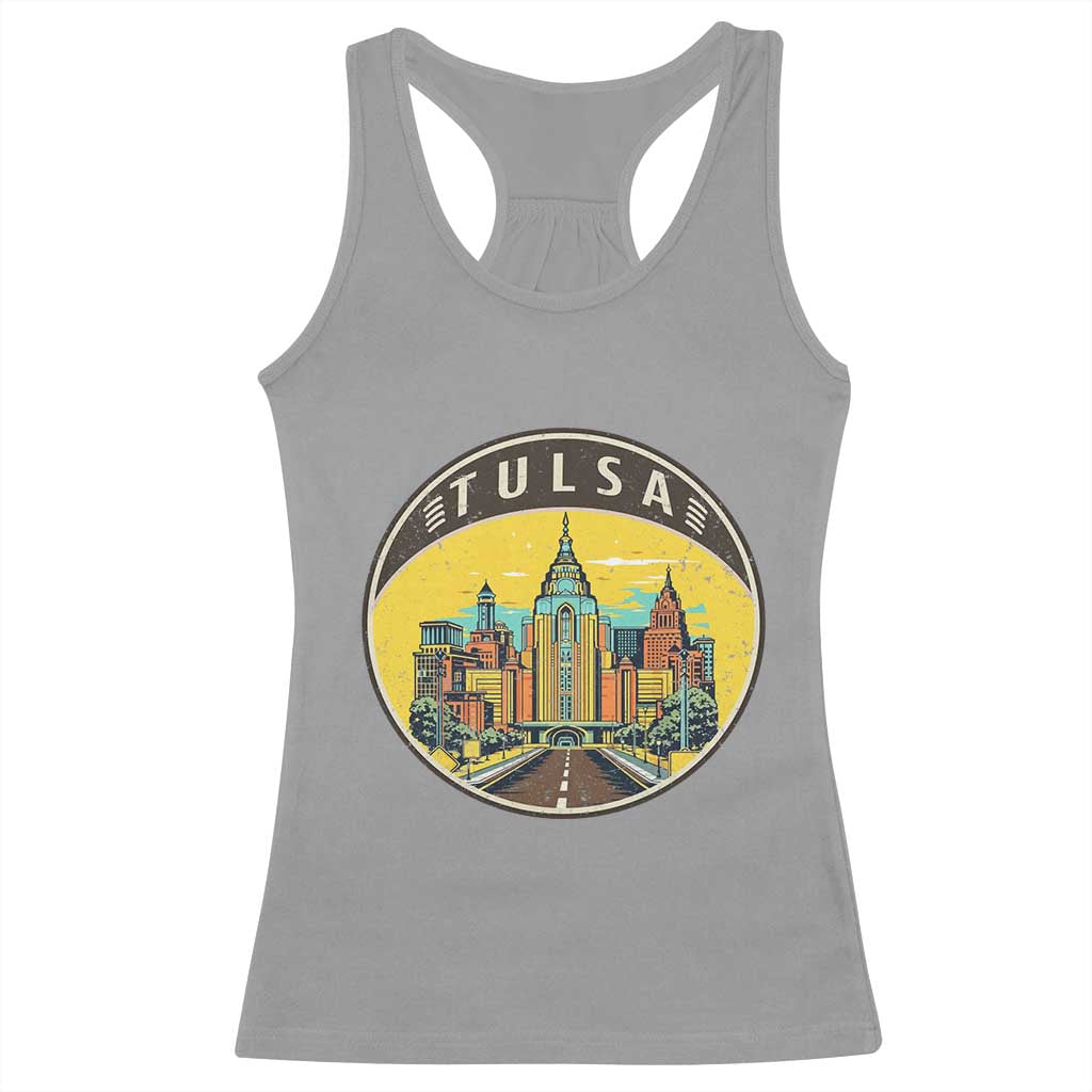 Vintage Tulsa Oklahoma Cityscape Pride Racerback Tank Top