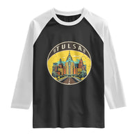 Vintage Tulsa Oklahoma Cityscape Pride Raglan Shirt