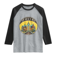 Vintage Tulsa Oklahoma Cityscape Pride Raglan Shirt