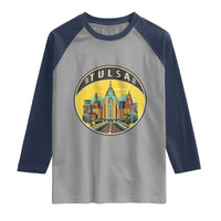 Vintage Tulsa Oklahoma Cityscape Pride Raglan Shirt