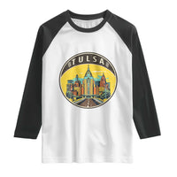 Vintage Tulsa Oklahoma Cityscape Pride Raglan Shirt