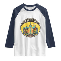 Vintage Tulsa Oklahoma Cityscape Pride Raglan Shirt