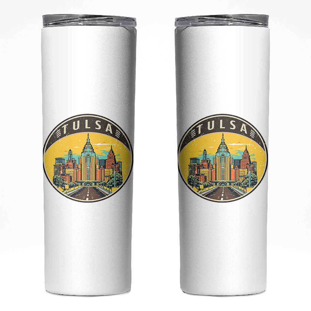 Vintage Tulsa Oklahoma Cityscape Pride Skinny Tumbler