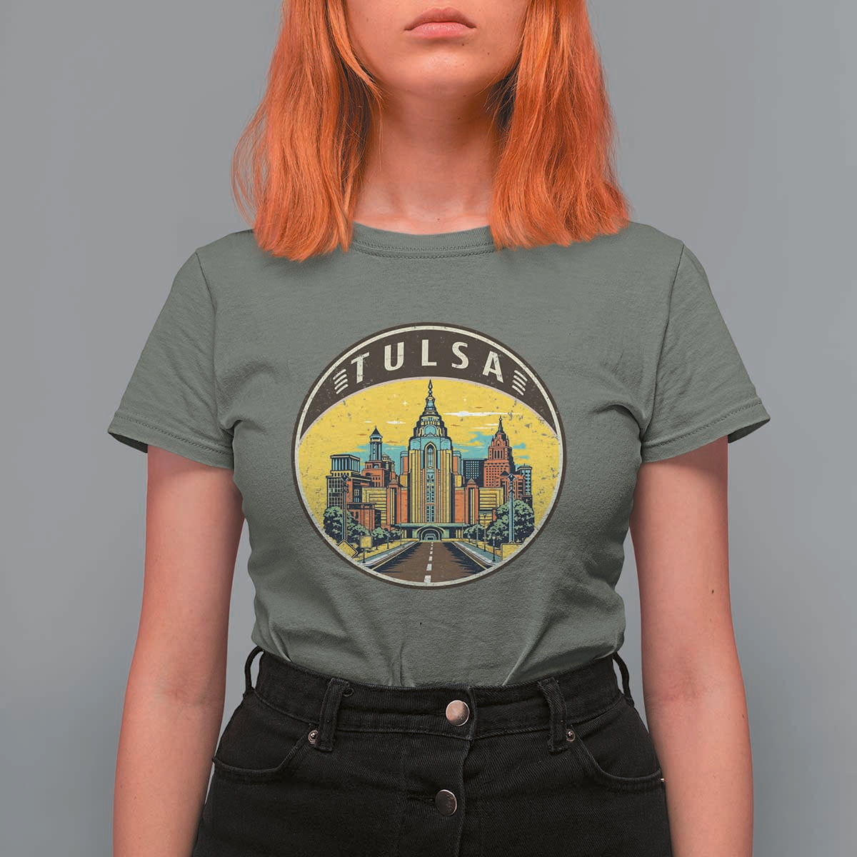 Vintage Tulsa Oklahoma Cityscape Pride T Shirt For Women