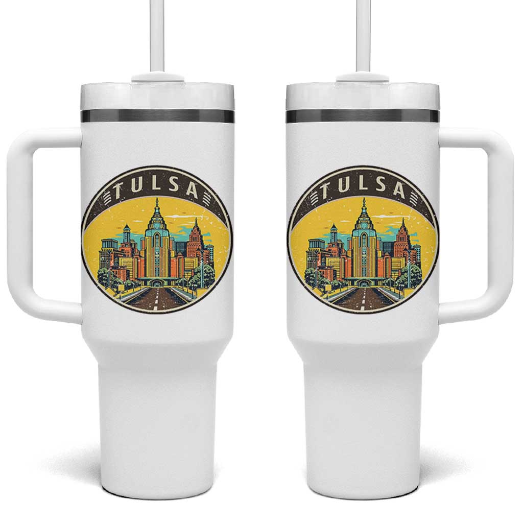 Vintage Tulsa Oklahoma Cityscape Pride Tumbler With Handle