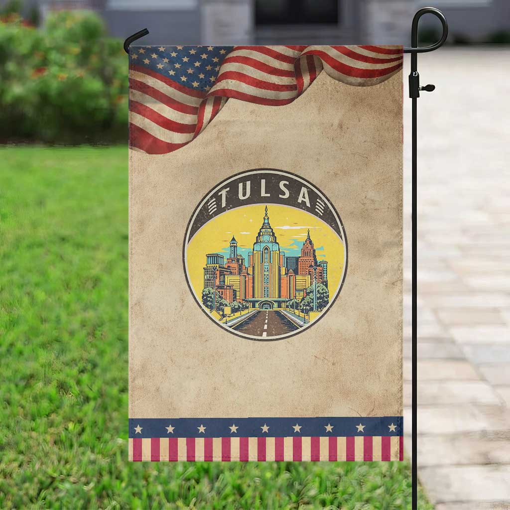 Vintage Tulsa Oklahoma Cityscape Pride Garden Flag