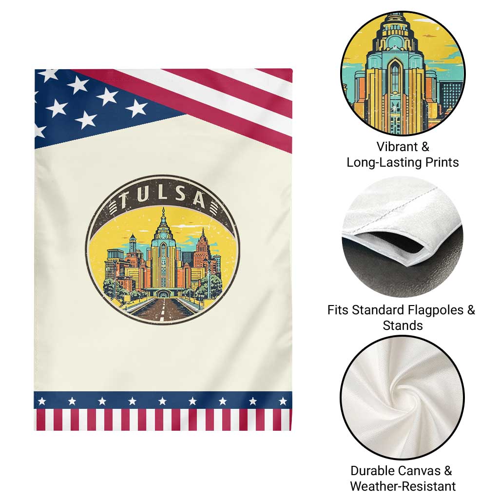Vintage Tulsa Oklahoma Cityscape Pride Garden Flag