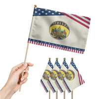 Vintage Tulsa Oklahoma Cityscape Pride Patriotic Handheld Flag