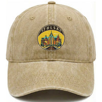 Vintage Tulsa Oklahoma Cityscape Pride Washed Cotton Baseball Cap