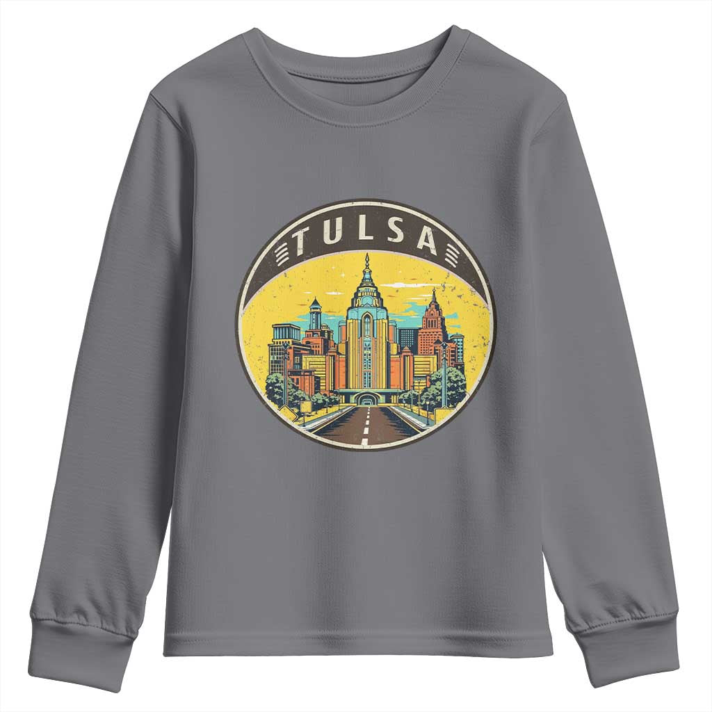 Vintage Tulsa Oklahoma Cityscape Pride Youth Sweatshirt