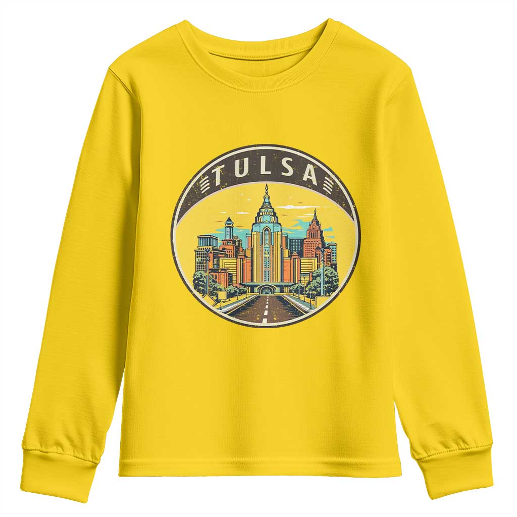 Vintage Tulsa Oklahoma Cityscape Pride Youth Sweatshirt