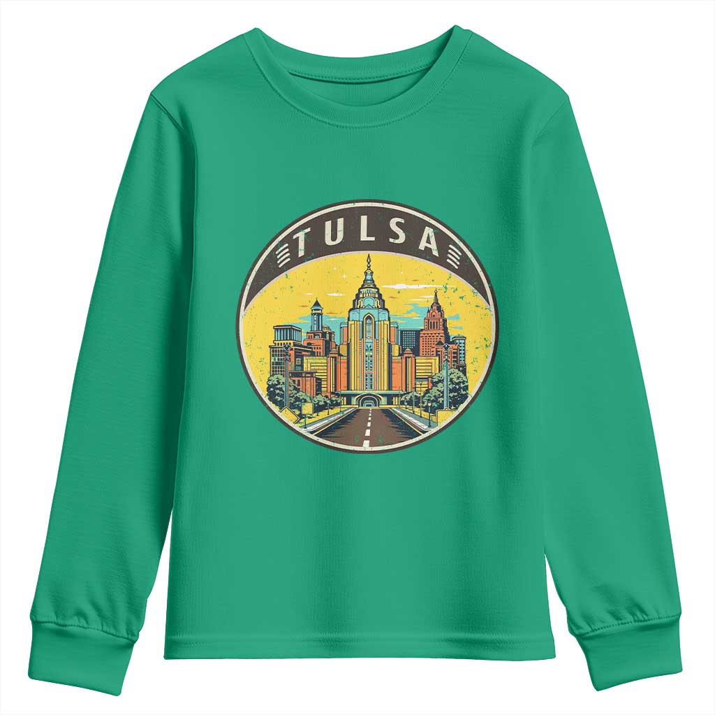 Vintage Tulsa Oklahoma Cityscape Pride Youth Sweatshirt