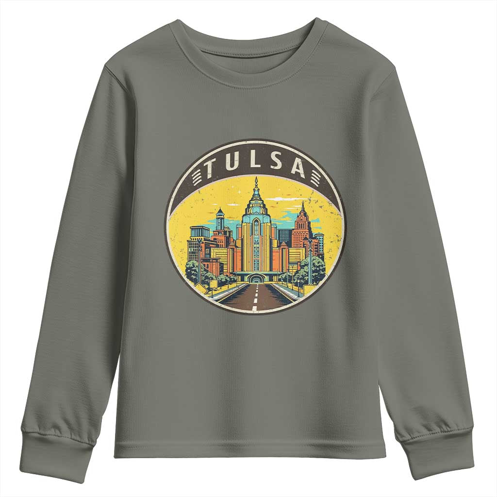 Vintage Tulsa Oklahoma Cityscape Pride Youth Sweatshirt