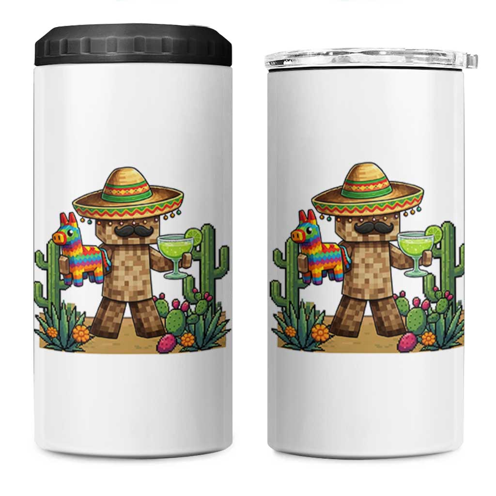 Cinco De Mayo Mexican Gamer 4 in 1 Can Cooler Tumbler Video Game Fiesta Gift