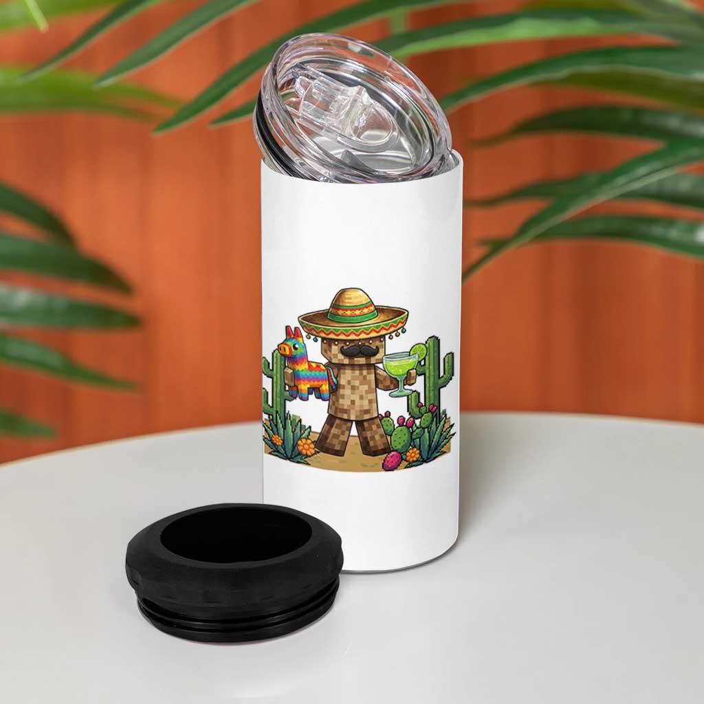 Cinco De Mayo Mexican Gamer 4 in 1 Can Cooler Tumbler Video Game Fiesta Gift