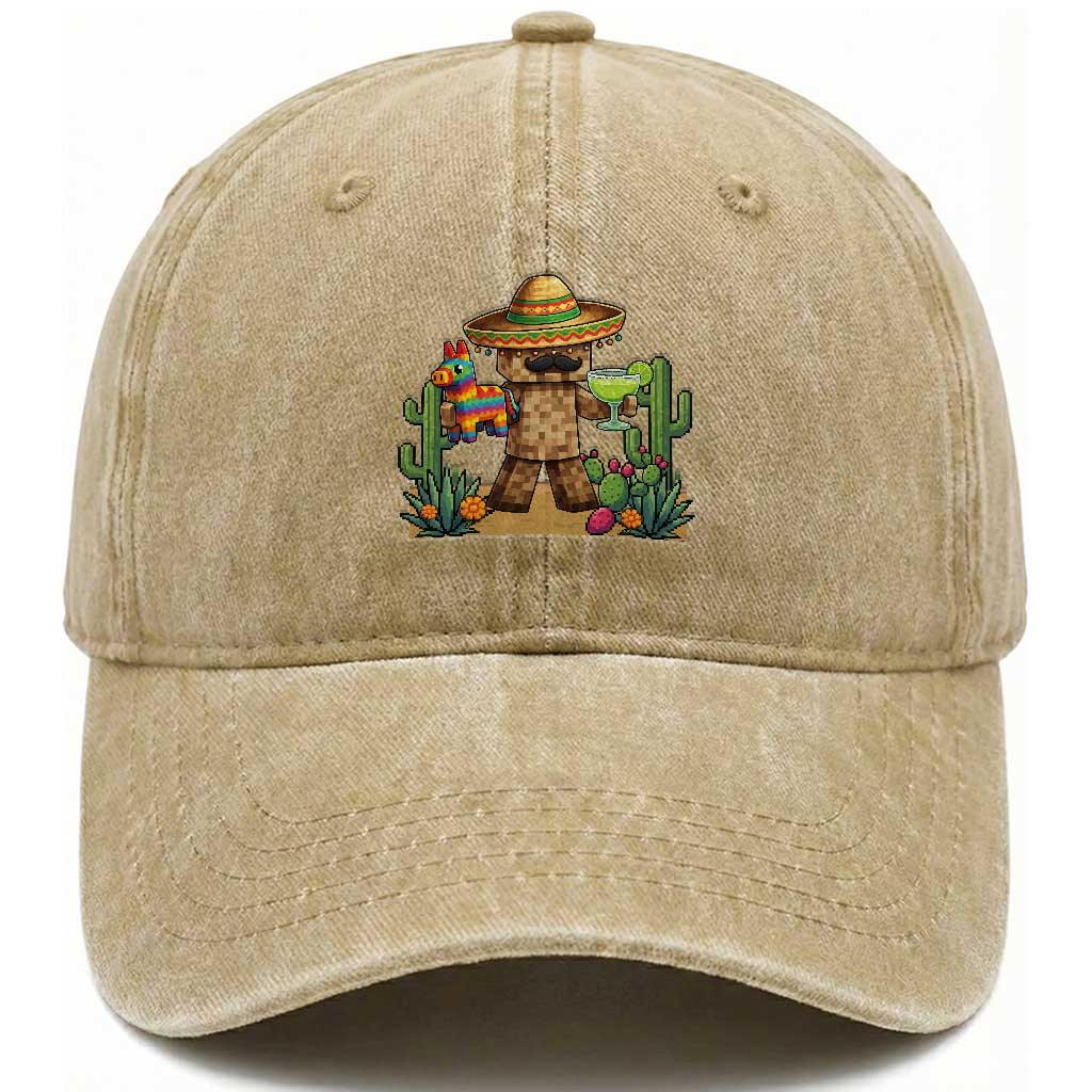 Cinco De Mayo Mexican Gamer Washed Cotton Baseball Cap Video Game Fiesta Gift