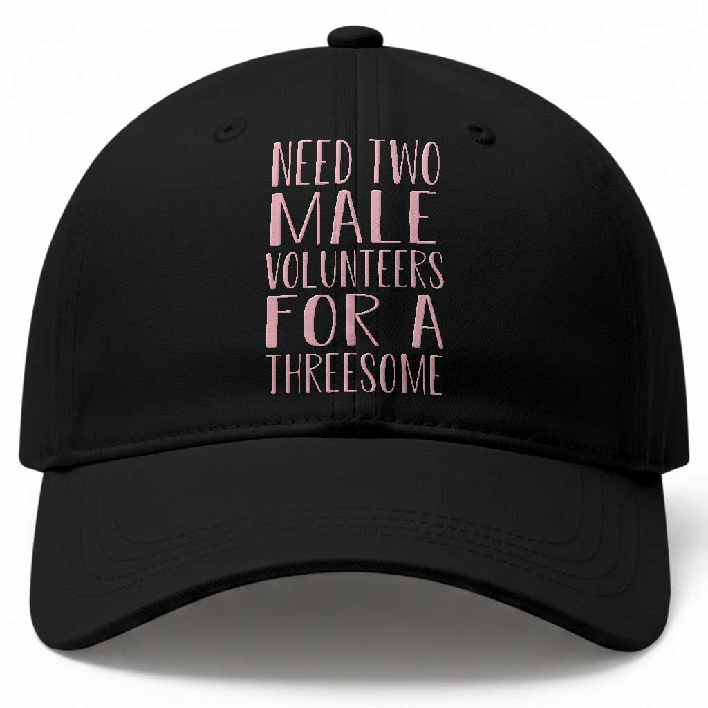 Dirty Joke Gag Gift Baseball Cap Need Two Male Volunteers For A Threesome