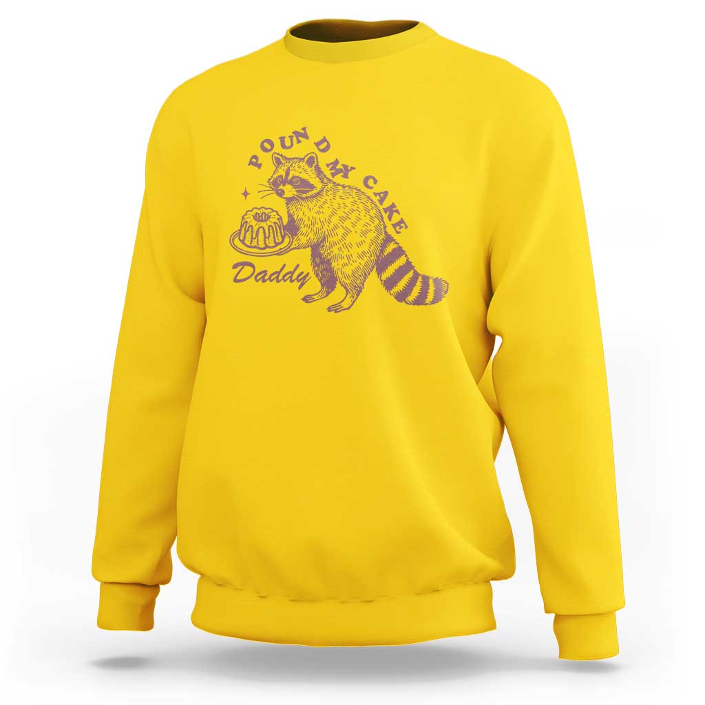 Funny Raccoon Adult Humor Gag Gift Sweatshirt Pound My Cake Daddy
