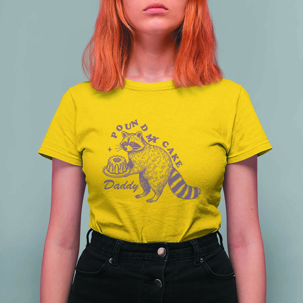 Funny Raccoon Adult Humor Gag Gift T Shirt For Women Pound My Cake Daddy