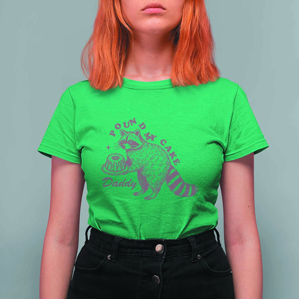Funny Raccoon Adult Humor Gag Gift T Shirt For Women Pound My Cake Daddy
