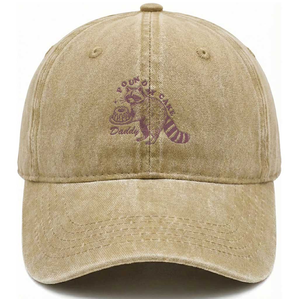 Funny Raccoon Adult Humor Gag Gift Washed Cotton Baseball Cap Pound My Cake Daddy