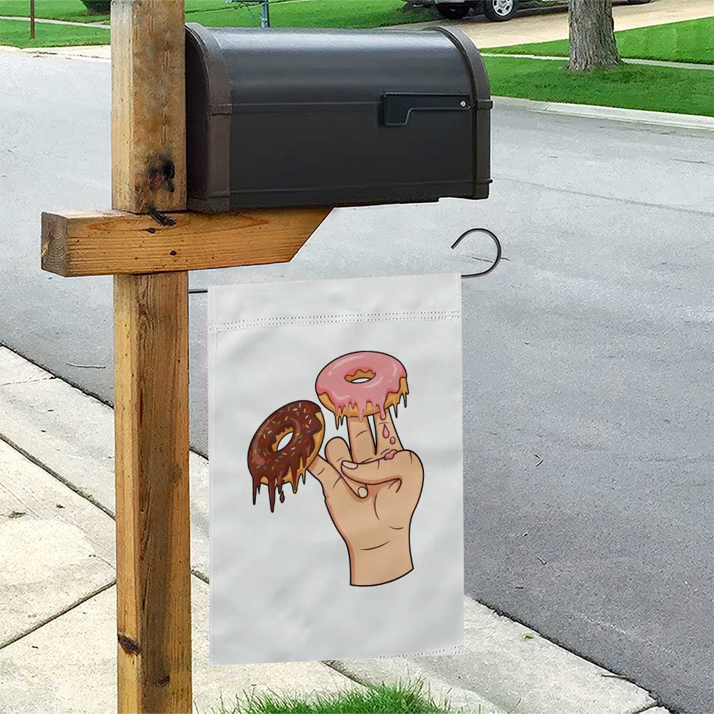 2 In The Pink 1 In The Stink Garden Flag Funny Donut Adult Humor