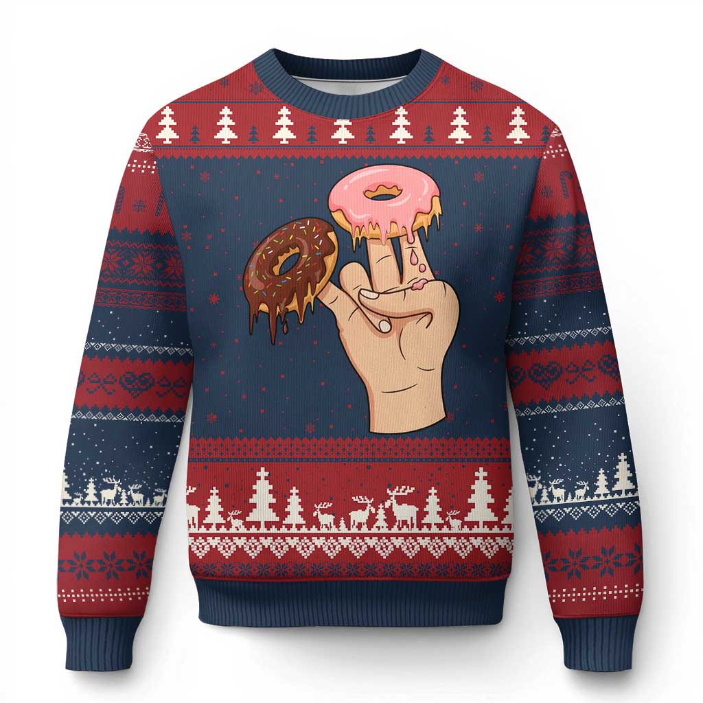 2 In The Pink 1 In The Stink Ugly Christmas Sweater Funny Donut Adult Humor