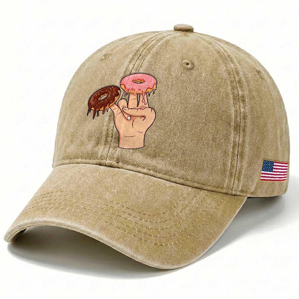 2 In The Pink 1 In The Stink Washed Cotton Baseball Cap Funny Donut Adult Humor