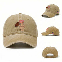 2 In The Pink 1 In The Stink Washed Cotton Baseball Cap Funny Donut Adult Humor