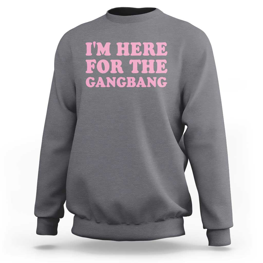 Funny Inappropriate Sex Humor Joke Sweatshirt I Am Here For The Gangb*ng