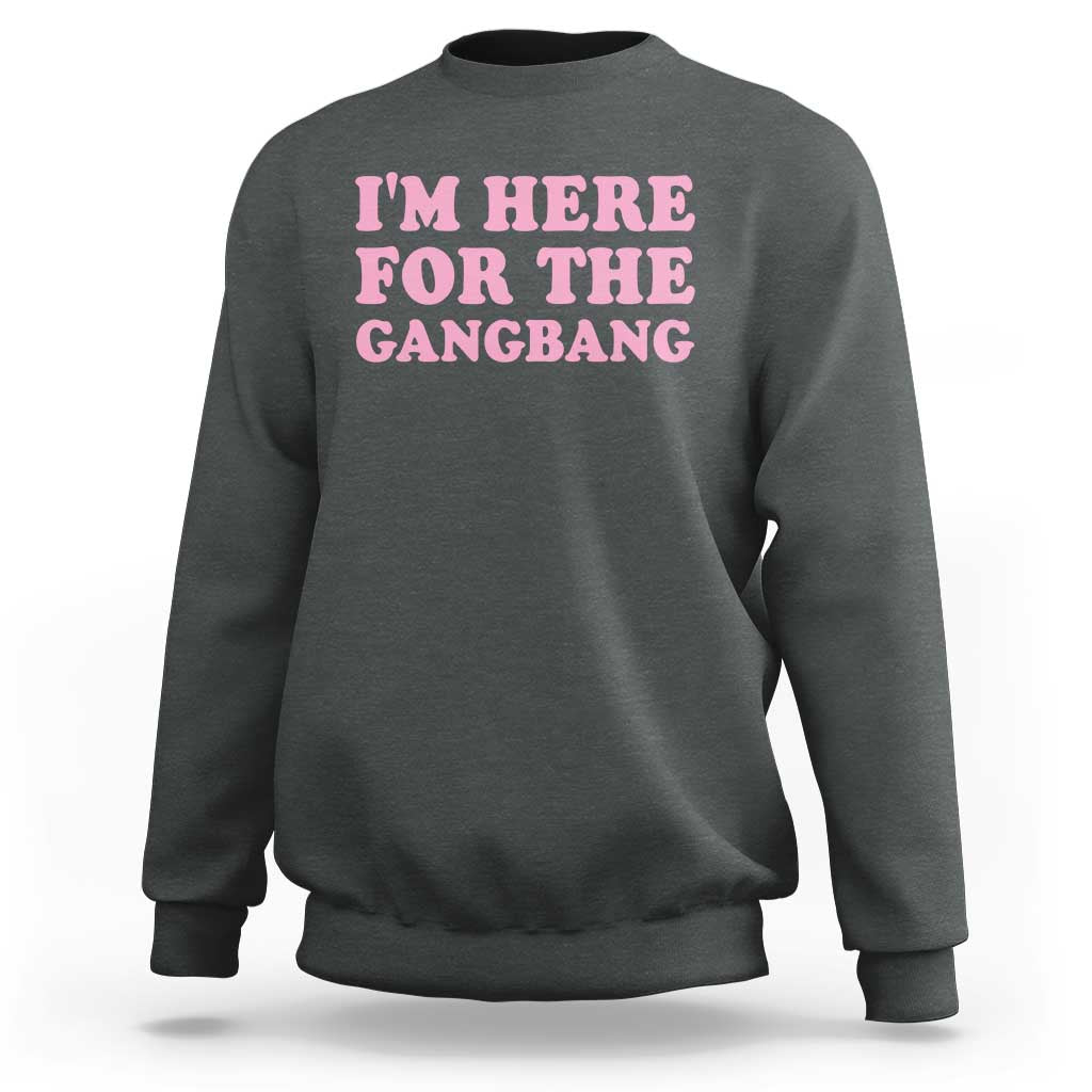 Funny Inappropriate Sex Humor Joke Sweatshirt I Am Here For The Gangb*ng
