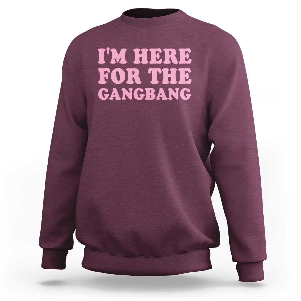 Funny Inappropriate Sex Humor Joke Sweatshirt I Am Here For The Gangb*ng