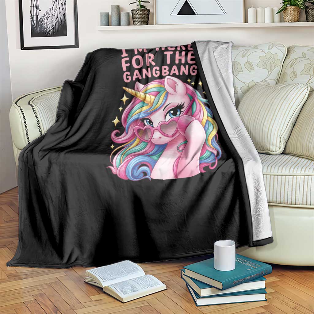 Funny Adult Humor Throw Blanket I Am Here For The Gangb*ng