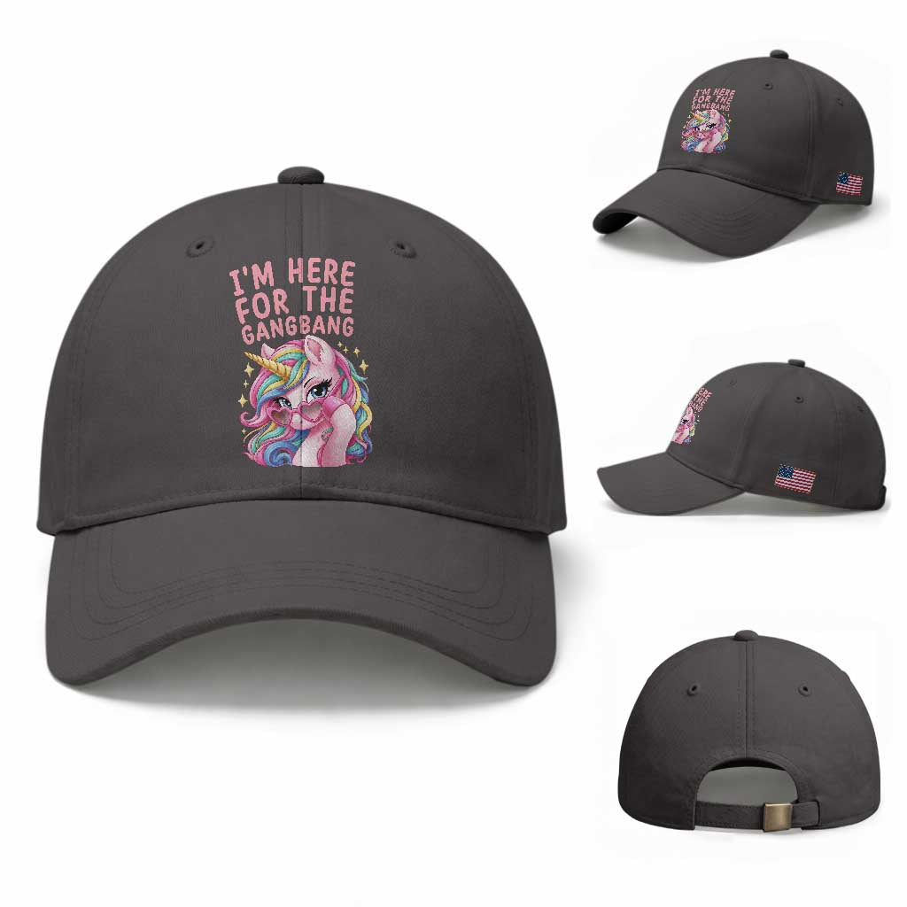 Funny Adult Humor Baseball Cap I Am Here For The Gangb*ng