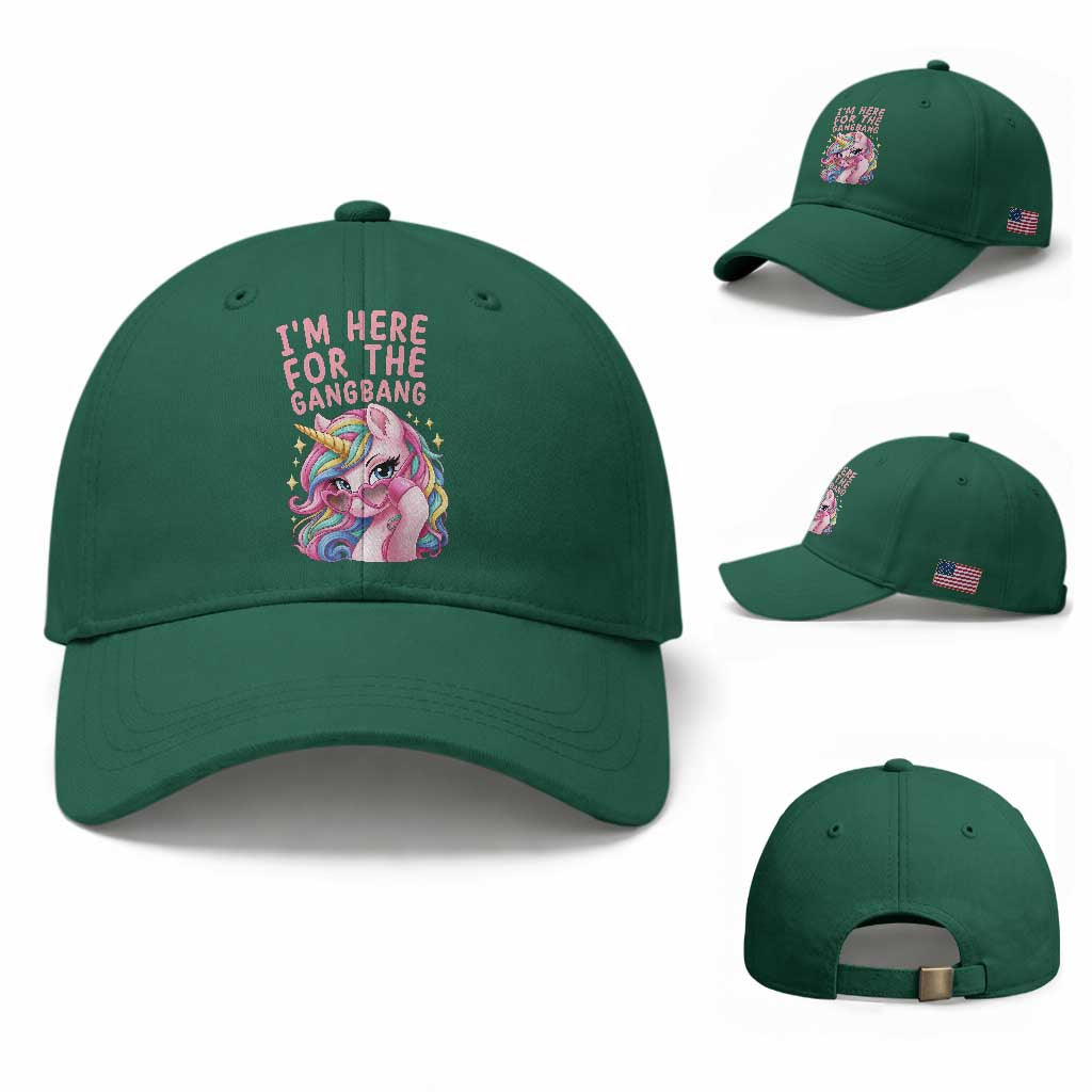 Funny Adult Humor Baseball Cap I Am Here For The Gangb*ng