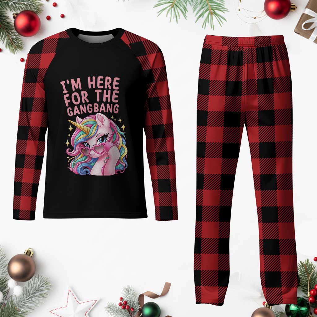 Funny Adult Humor Plaid Pajama Set I Am Here For The Gangb*ng
