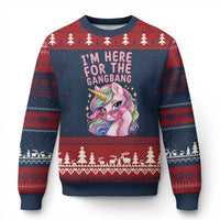 Funny Adult Humor Ugly Christmas Sweater I Am Here For The Gangb*ng
